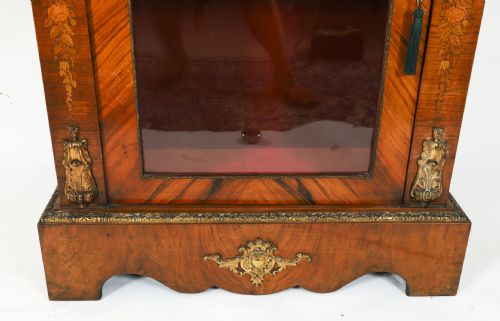 ANTIQUE PAIR VICTORIAN WALNUT MARQUETRY PIER CABINETS CIRCA1860 - ADDITIONAL PHOTO 5