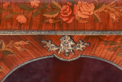 ANTIQUE PAIR VICTORIAN WALNUT MARQUETRY PIER CABINETS CIRCA1860 - ADDITIONAL PHOTO 12