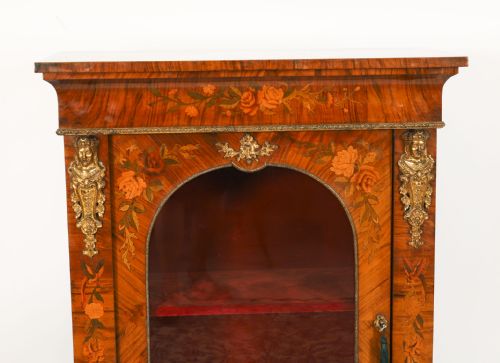 ANTIQUE PAIR VICTORIAN WALNUT MARQUETRY PIER CABINETS CIRCA1860 - ADDITIONAL PHOTO 14