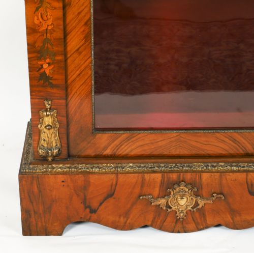 ANTIQUE PAIR VICTORIAN WALNUT MARQUETRY PIER CABINETS CIRCA1860 - ADDITIONAL PHOTO 17