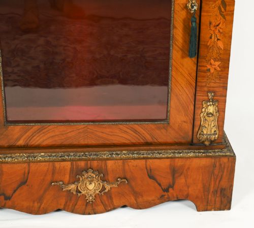 ANTIQUE PAIR VICTORIAN WALNUT MARQUETRY PIER CABINETS CIRCA1860 - ADDITIONAL PHOTO 18