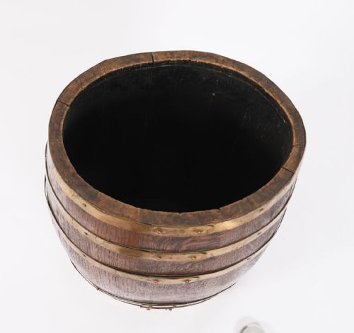 ANTIQUE OVAL BRASS BOUND BARREL UMBRELLA STICK STAND C1810 19TH C - ADDITIONAL PHOTO 12