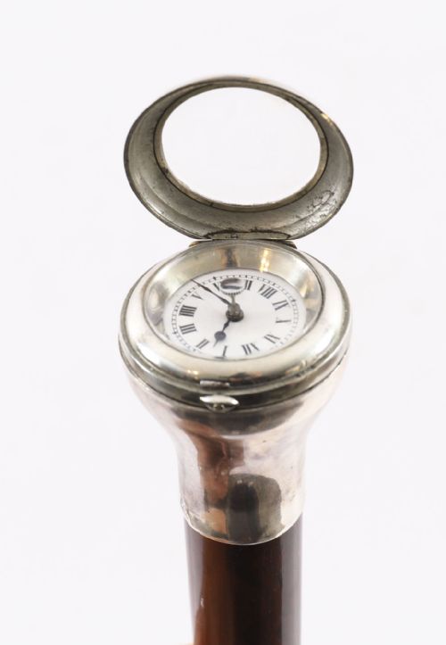 ANTIQUE SILVER SNAKEWOOD WATCH OPERA CANE WALKING STICK 19TH C 87CM 342INCH - ADDITIONAL PHOTO 2