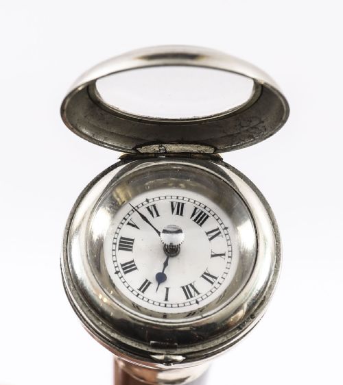 ANTIQUE SILVER SNAKEWOOD WATCH OPERA CANE WALKING STICK 19TH C 87CM 342INCH - ADDITIONAL PHOTO 3