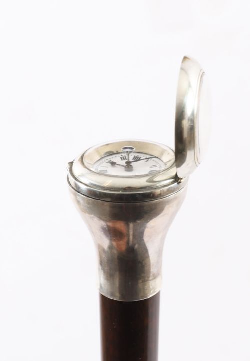 ANTIQUE SILVER SNAKEWOOD WATCH OPERA CANE WALKING STICK 19TH C 87CM 342INCH - ADDITIONAL PHOTO 5