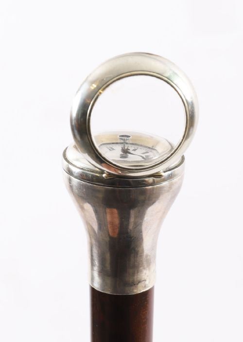 ANTIQUE SILVER SNAKEWOOD WATCH OPERA CANE WALKING STICK 19TH C 87CM 342INCH - ADDITIONAL PHOTO 6