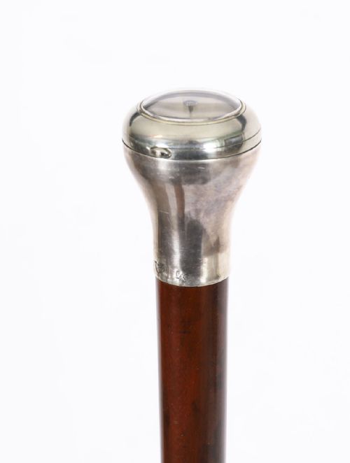 ANTIQUE SILVER SNAKEWOOD WATCH OPERA CANE WALKING STICK 19TH C 87CM 342INCH - ADDITIONAL PHOTO 9