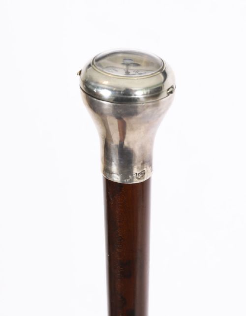 ANTIQUE SILVER SNAKEWOOD WATCH OPERA CANE WALKING STICK 19TH C 87CM 342INCH - ADDITIONAL PHOTO 10