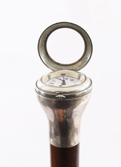 ANTIQUE SILVER SNAKEWOOD WATCH OPERA CANE WALKING STICK 19TH C 87CM 342INCH - ADDITIONAL PHOTO 15