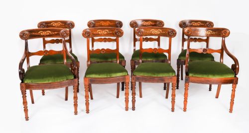 Antique Set 8 English William IV Barback Dining Chairs Circa 1830 19th C