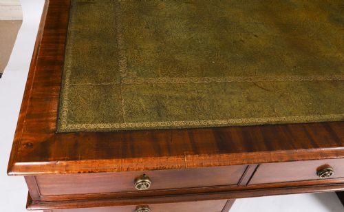 fig 2. Antique George III Flame Mahogany Partners Pedestal Desk C1790 18th Century