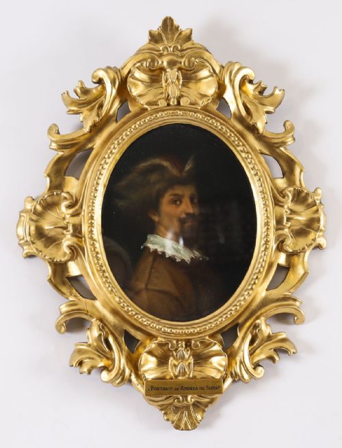 fig 1. Antique Pair Self Portraits Raphael & Andrea del Sarto Florentine Frames 19th C