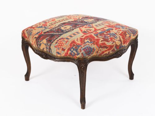 ANTIQUE PAIR LARGE FRENCH LOUIS XIV REVIVAL WALNUT STOOLS CIRCA 1880 19TH C - ADDITIONAL PHOTO 1