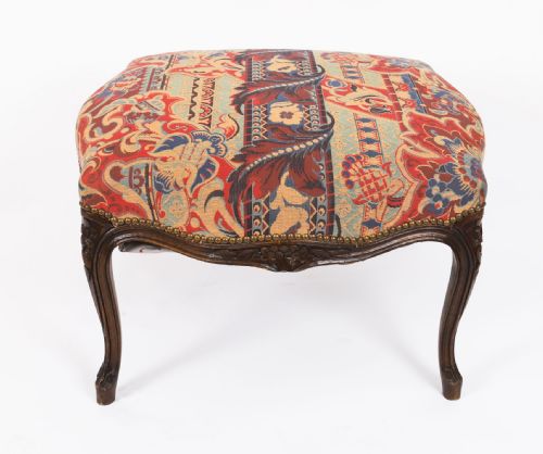 ANTIQUE PAIR LARGE FRENCH LOUIS XIV REVIVAL WALNUT STOOLS CIRCA 1880 19TH C - ADDITIONAL PHOTO 2