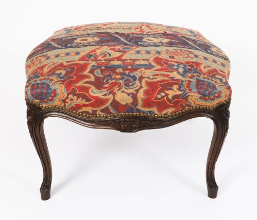 ANTIQUE PAIR LARGE FRENCH LOUIS XIV REVIVAL WALNUT STOOLS CIRCA 1880 19TH C - ADDITIONAL PHOTO 6