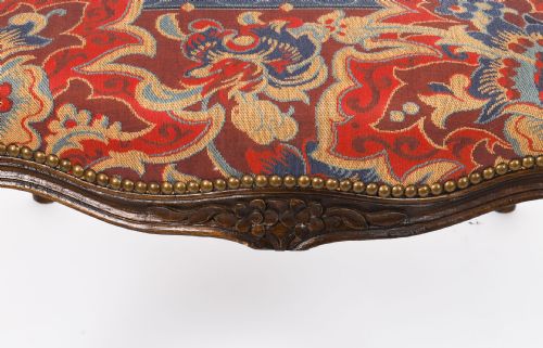 ANTIQUE PAIR LARGE FRENCH LOUIS XIV REVIVAL WALNUT STOOLS CIRCA 1880 19TH C - ADDITIONAL PHOTO 13