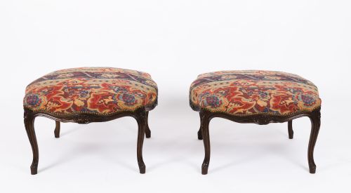 ANTIQUE PAIR LARGE FRENCH LOUIS XIV REVIVAL WALNUT STOOLS CIRCA 1880 19TH C - ADDITIONAL PHOTO 15