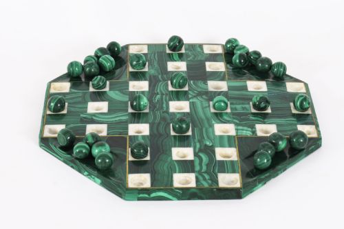 ANTIQUE ART DECO MALACHITE SOLITAIRE BOARD MARBLES C1930 - ADDITIONAL PHOTO 5