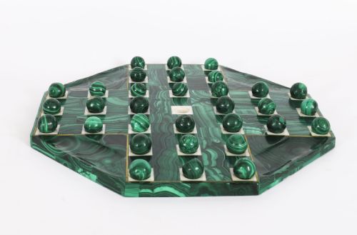 ANTIQUE ART DECO MALACHITE SOLITAIRE BOARD MARBLES C1930 - ADDITIONAL PHOTO 7