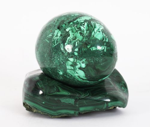 fig 1. Antique Art Deco Russian Polished Malachite Egg and Stand 20th C