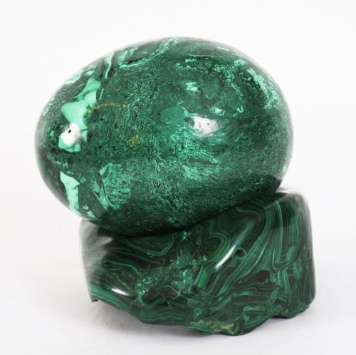 fig 2. Antique Art Deco Russian Polished Malachite Egg and Stand 20th C