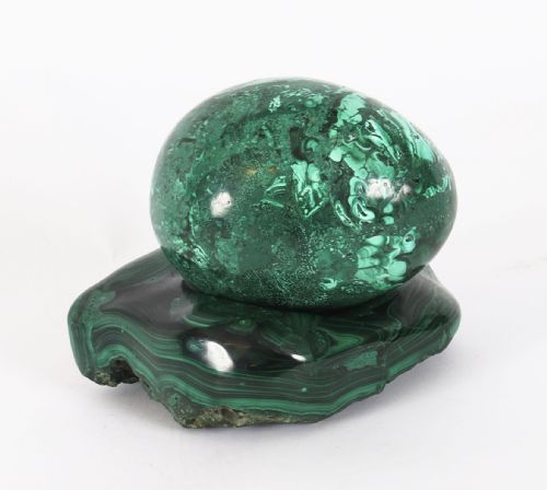 fig 3. Antique Art Deco Russian Polished Malachite Egg and Stand 20th C