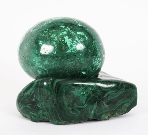 fig 5. Antique Art Deco Russian Polished Malachite Egg and Stand 20th C