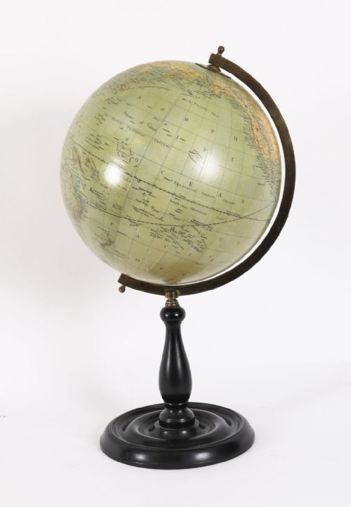 Antique Physical and Political Library Globe Merzbach & Falk Brussels Dated 1881