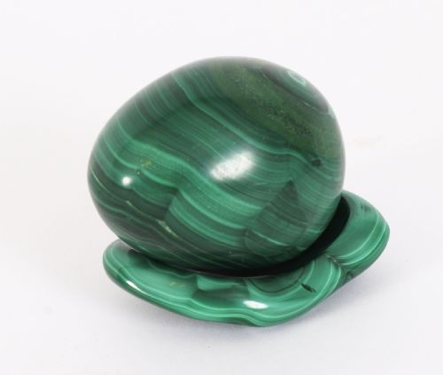 fig 3. Antique Art Deco Polished Malachite Egg and Base Circa 20th C