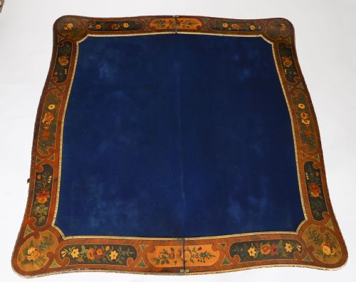 ANTIQUE FRENCH LOUIS REVIVAL FLORAL MARQUETRY CONSOLE CARD TABLE 19TH C - ADDITIONAL PHOTO 14