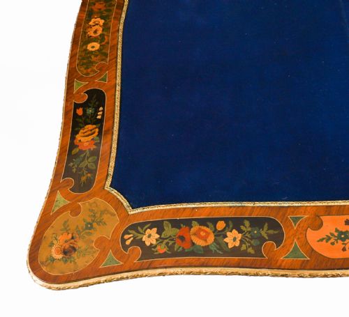 ANTIQUE FRENCH LOUIS REVIVAL FLORAL MARQUETRY CONSOLE CARD TABLE 19TH C - ADDITIONAL PHOTO 15