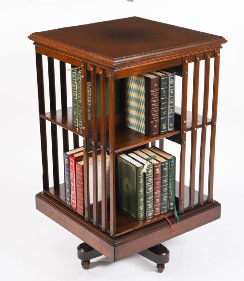 fig 1. Antique English Walnut Revolving Bookcase Circa 1900