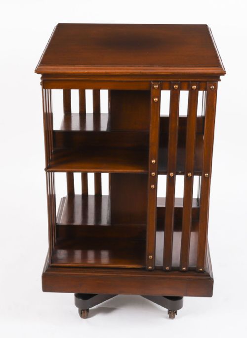 fig 7. Antique English Walnut Revolving Bookcase Circa 1900