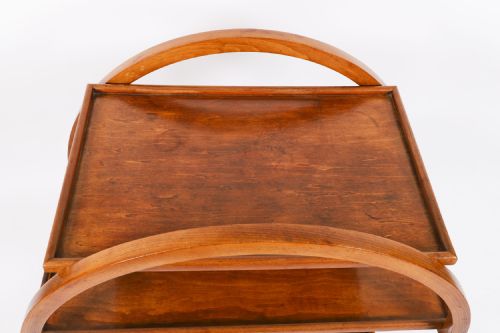 ANTIQUE ART DECO FIGURED WALNUT SERVING TROLLEY C1920 20TH C - ADDITIONAL PHOTO 3