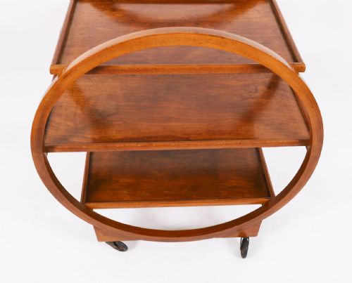 ANTIQUE ART DECO FIGURED WALNUT SERVING TROLLEY C1920 20TH C - ADDITIONAL PHOTO 4
