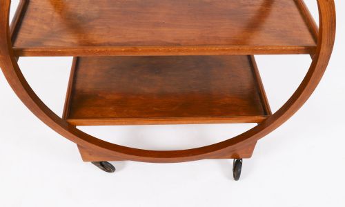 ANTIQUE ART DECO FIGURED WALNUT SERVING TROLLEY C1920 20TH C - ADDITIONAL PHOTO 5