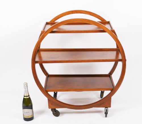 ANTIQUE ART DECO FIGURED WALNUT SERVING TROLLEY C1920 20TH C - ADDITIONAL PHOTO 7