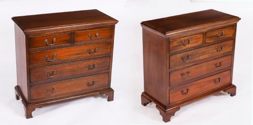 Antique Pair of Flame Mahogany Bedside Chests Cabinets Early 20th Century