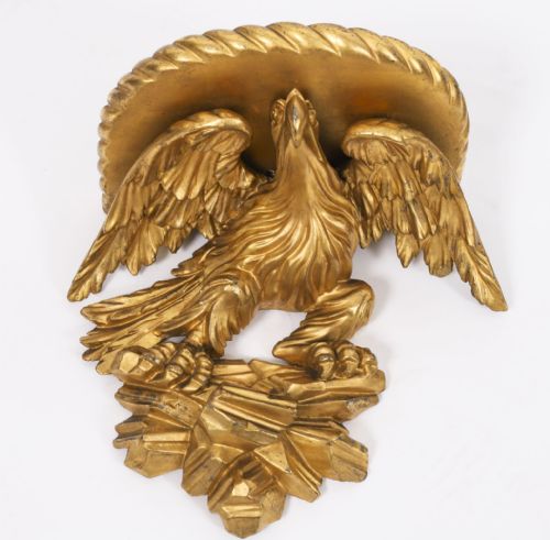 fig 3. Antique Pair Regency Giltwood Eagle Wall Brackets 19th Century