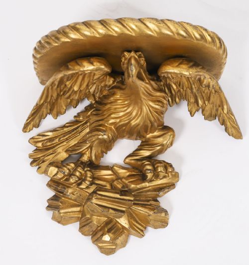 fig 4. Antique Pair Regency Giltwood Eagle Wall Brackets 19th Century