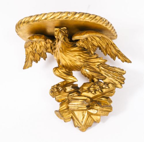 fig 5. Antique Pair Regency Giltwood Eagle Wall Brackets 19th Century