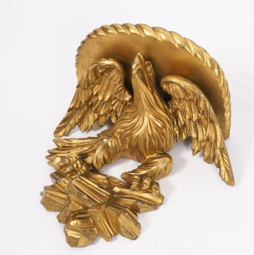 fig 6. Antique Pair Regency Giltwood Eagle Wall Brackets 19th Century