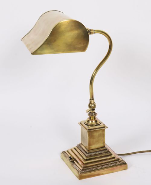 fig 1. Antique Art Deco Articulated Brass Bankers Lamp Desk Lamp 20th C