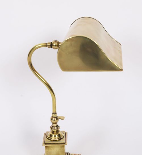 fig 3. Antique Art Deco Articulated Brass Bankers Lamp Desk Lamp 20th C