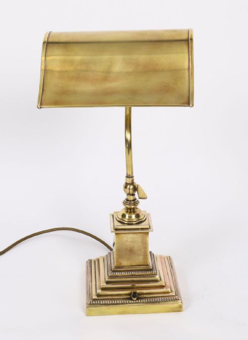fig 5. Antique Art Deco Articulated Brass Bankers Lamp Desk Lamp 20th C