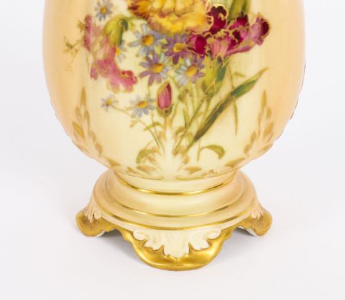 ANTIQUE ROYAL WORCESTER OVOID PORCELAIN VASE DATED 1909 19TH C - ADDITIONAL PHOTO 3