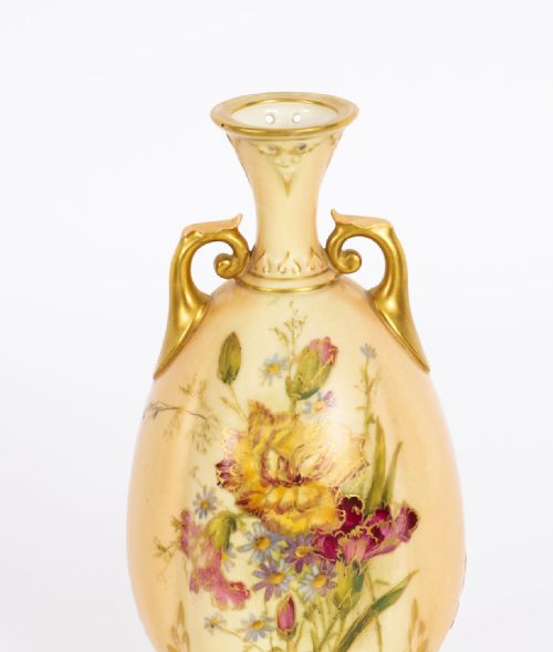 ANTIQUE ROYAL WORCESTER OVOID PORCELAIN VASE DATED 1909 19TH C - ADDITIONAL PHOTO 5