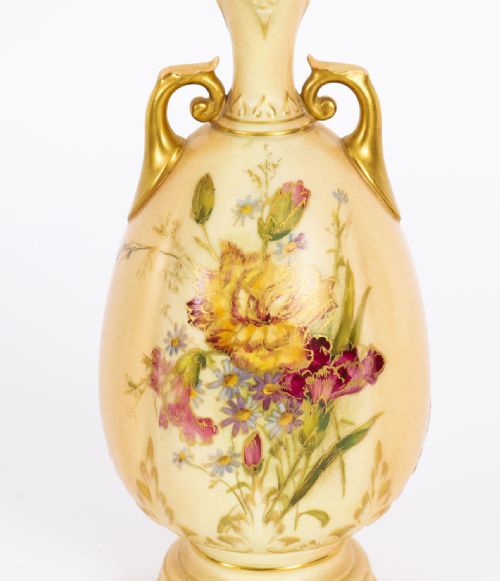 ANTIQUE ROYAL WORCESTER OVOID PORCELAIN VASE DATED 1909 19TH C - ADDITIONAL PHOTO 8
