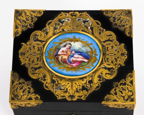 fig 1. Antique Victorian Sevres & Ormolu Mounted Jewellery Casket 19th C