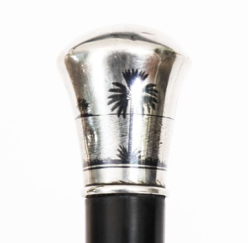 fig 2. Antique Mesopotamia / Iraqi Silver Topped Walking Stick C1890 92cm/36 inches